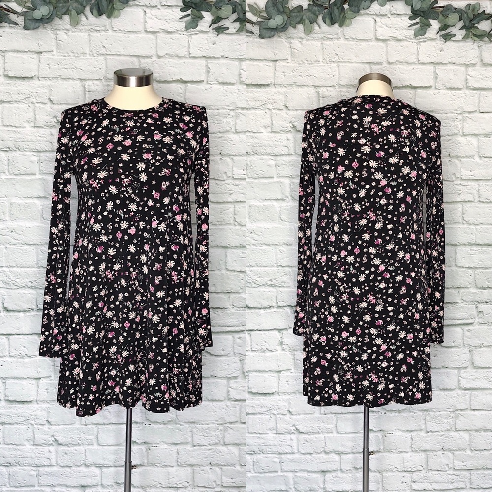 BCBGeneration Long Sleeve A Line Dress pink Black